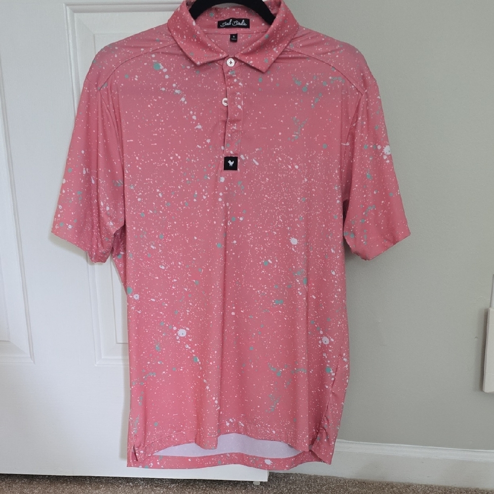 Bad Birdie Pink and White Polo Shirt Casual Comfort